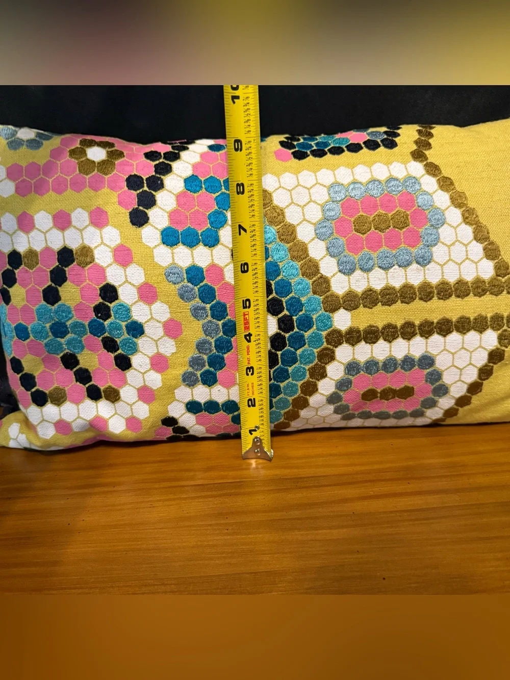 West Elm Throw Pillow Modern Colorblock Lumbar Textured Embroidered 12